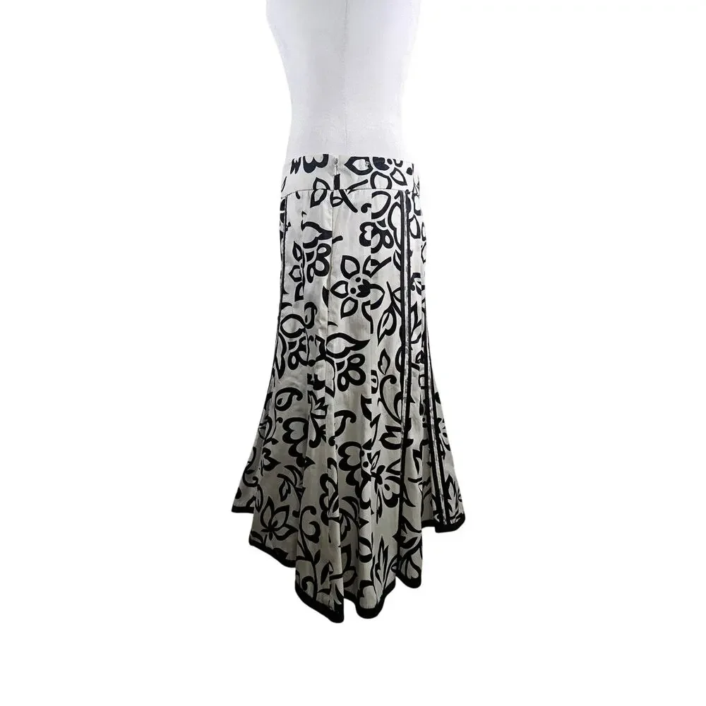 Willi Smith‎ Womens Cotton Flared Skirt Black White Size 10